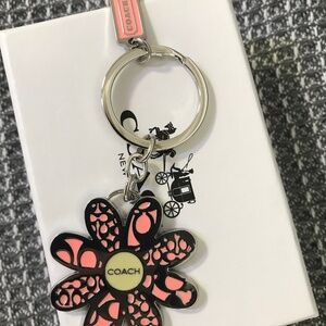 Enamel Signature Logo Flower Charm Keychain